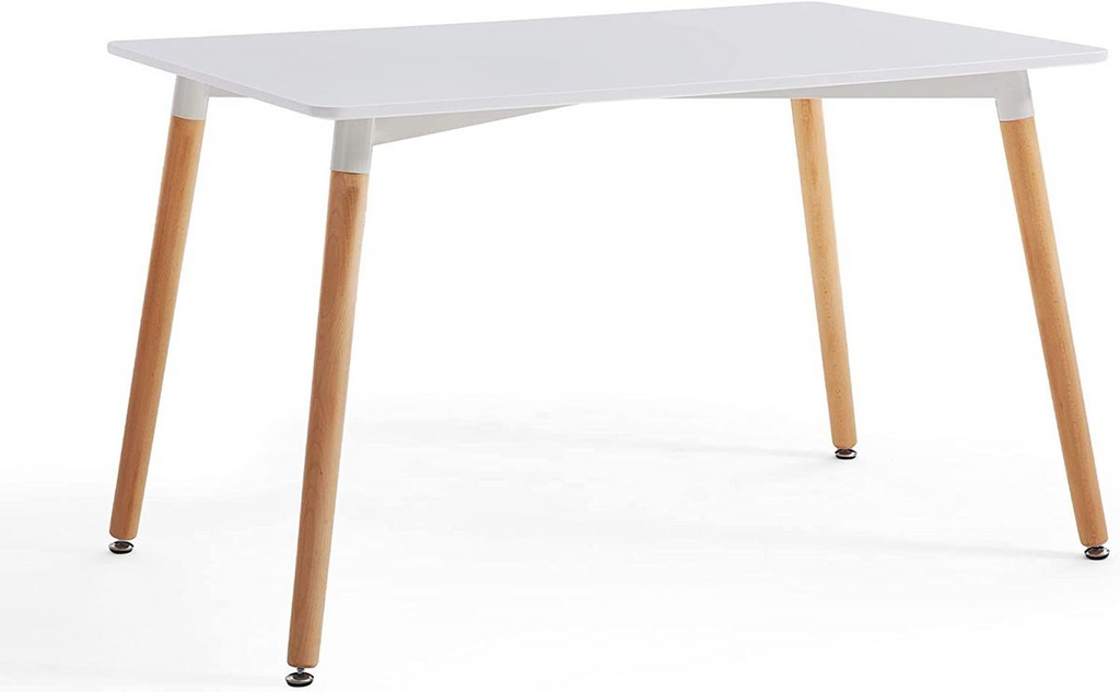 SMTE S-124T Modern Rectangular Dining Table with Solid Beech Wood Legs (120 × 80 × 75 cm)