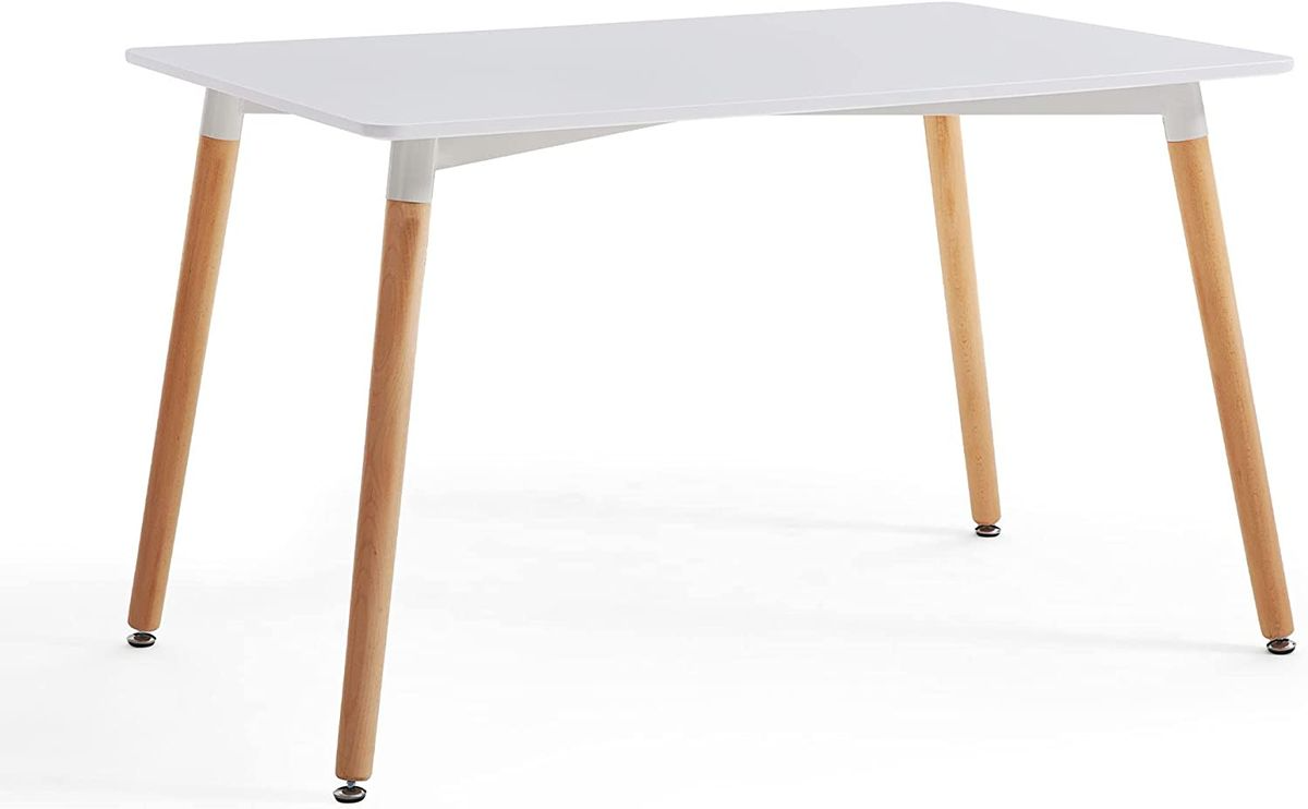 SMTE S-124T Modern Rectangular Dining Table with Solid Beech Wood Legs (120 × 80 × 75 cm)