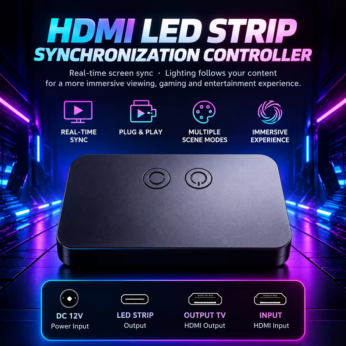 SMTE AI Sync TV LED Backlight Box for 75-85" TVs