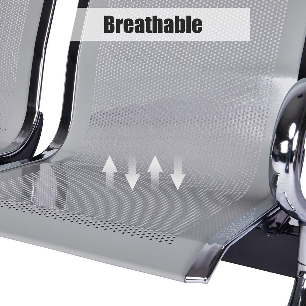 SMTE 3-Seat Heavy-Duty Steel Airport Waiting Room Bench & Reception Chair S-503