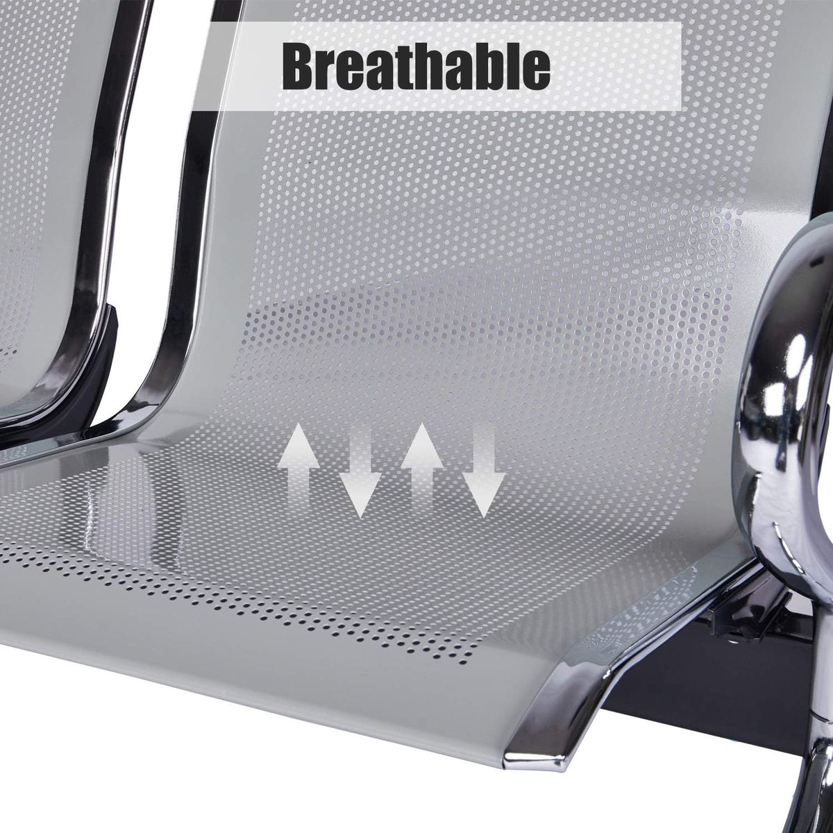 SMTE 3-Seat Heavy-Duty Steel Airport Waiting Room Bench & Reception Chair S-503