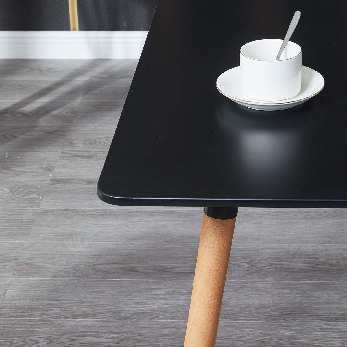 SMTE S-124T Modern Rectangular Dining Table with Solid Beech Wood Legs (120 × 80 × 75 cm)
