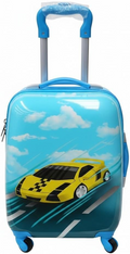 SMTE Sastro Gear Kids Cartoon Race Car Suitcase Sky Blue 4 Wheels