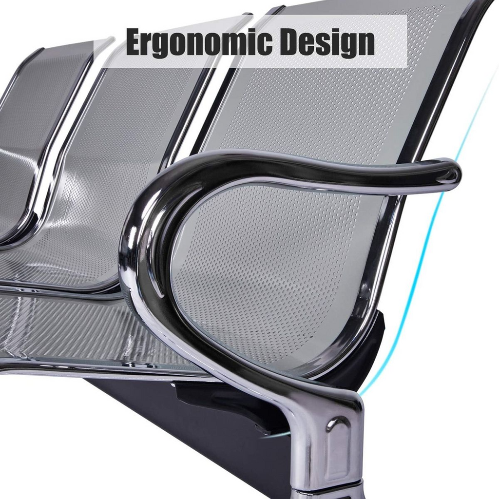 SMTE 3-Seat Heavy-Duty Steel Airport Waiting Room Bench & Reception Chair S-503