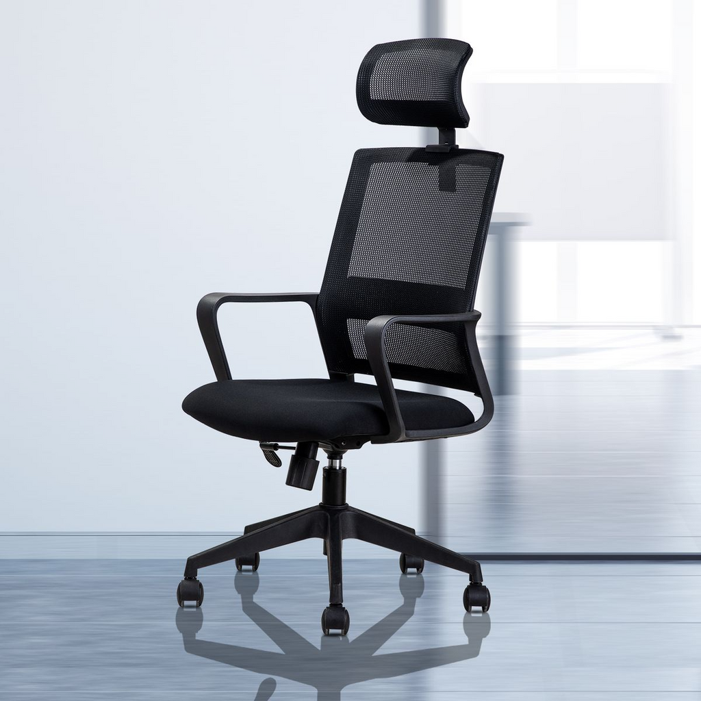 SMTE S-8610-T Ergonomic Swivel Mesh Office Desk Chair with Headrest & Tilt Function