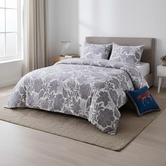 SMTE 4 Piece Reversible Quilt Set Super King Bedspread Purple