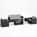 SMTE 5 Piece Outdoor Wicker Sofa Set with Coffee Table and Side Table