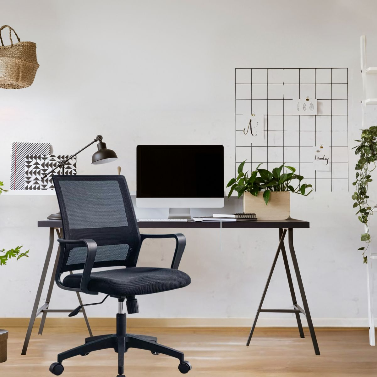 SMTE S-8610 Ergonomic Swivel Mesh Office Desk Chair with Tilt & Lumbar Support