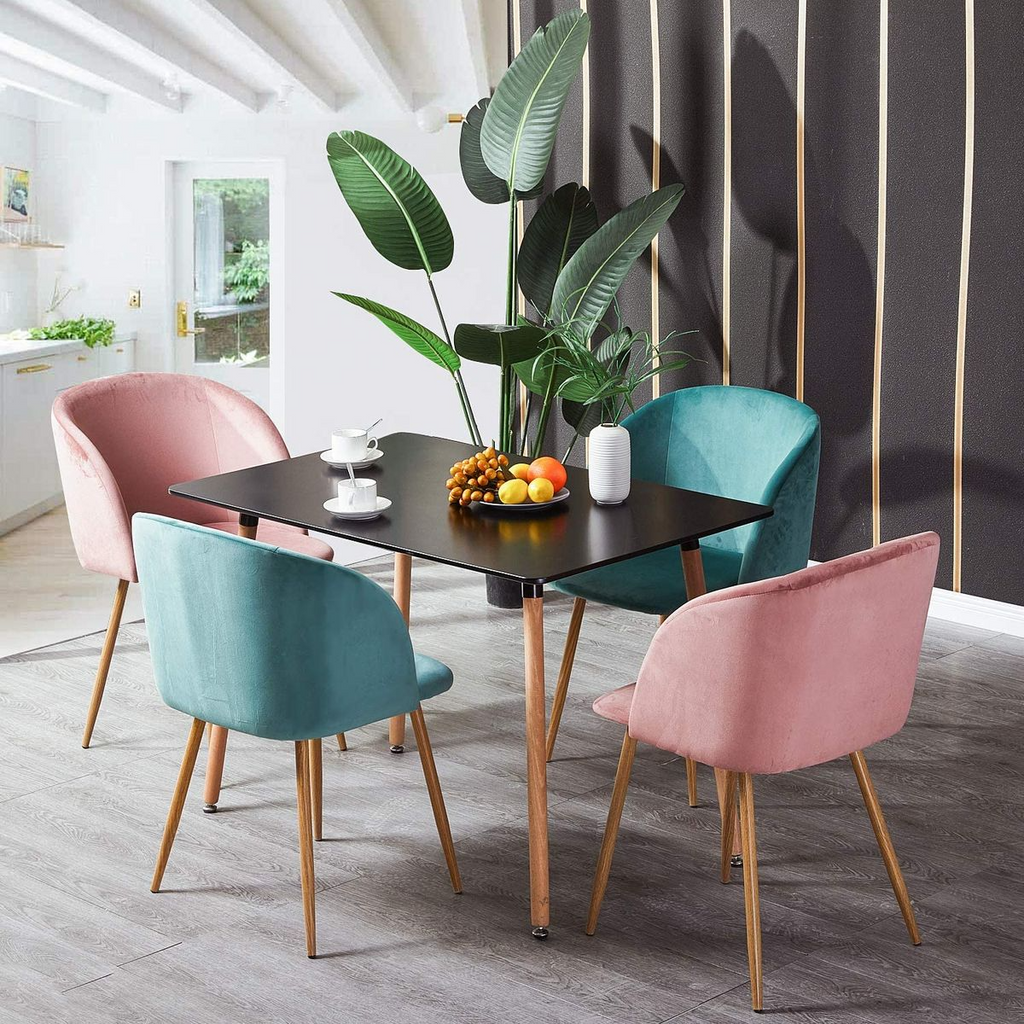 SMTE S-124T Modern Rectangular Dining Table with Solid Beech Wood Legs (120 × 80 × 75 cm)