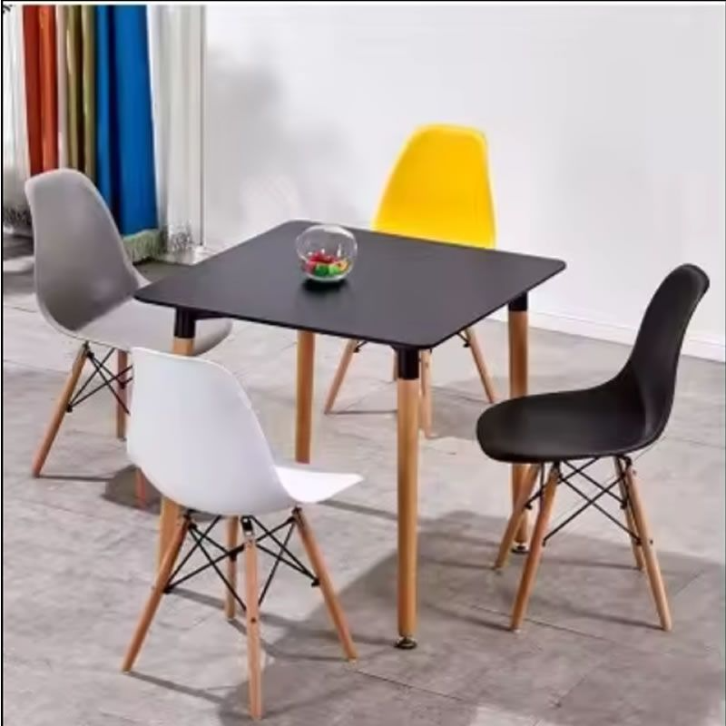 SMTE 83T Modern Square Dining Table with Solid Beech Wood Legs (80 × 80 × 75 cm)