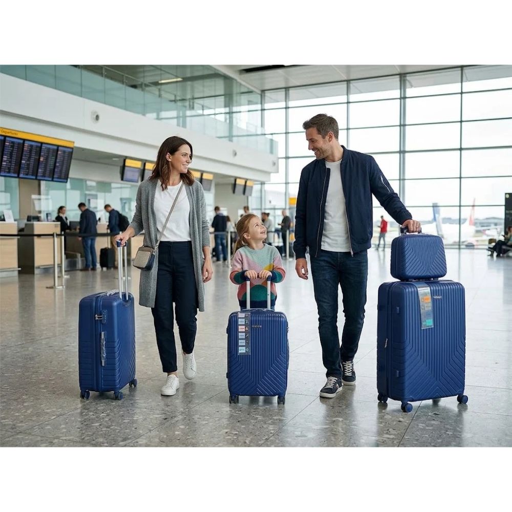 SMTE Satro Gear 4-Piece Polypropylene Unbreakable Suitcase Blue 8 Wheels