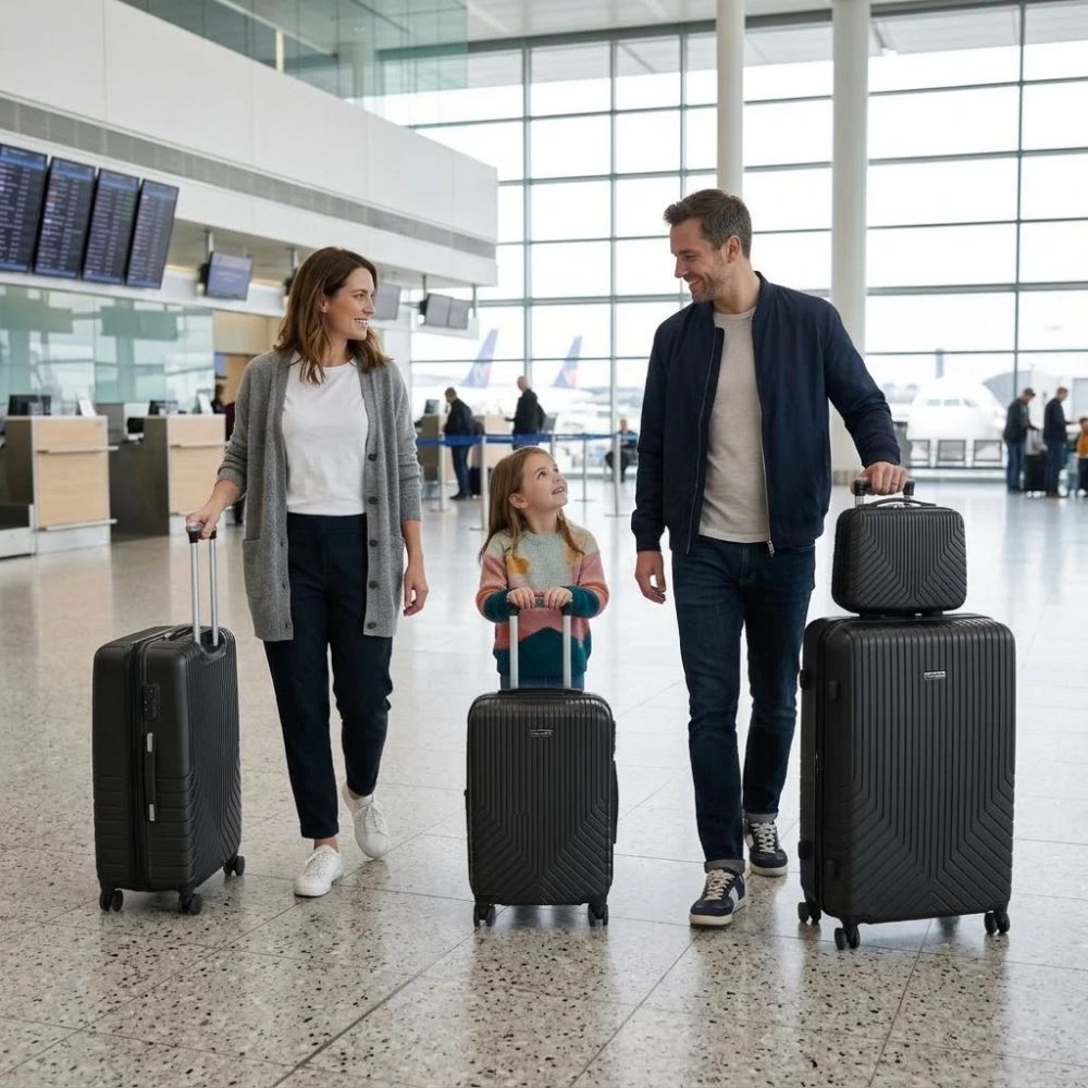 SMTE Satro Gear 4-Piece Polypropylene Unbreakable Suitcase Black 8 Wheels