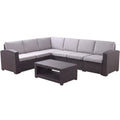 SMTE 5 Piece Outdoor Wicker Sectional Sofa Set with Coffee Table