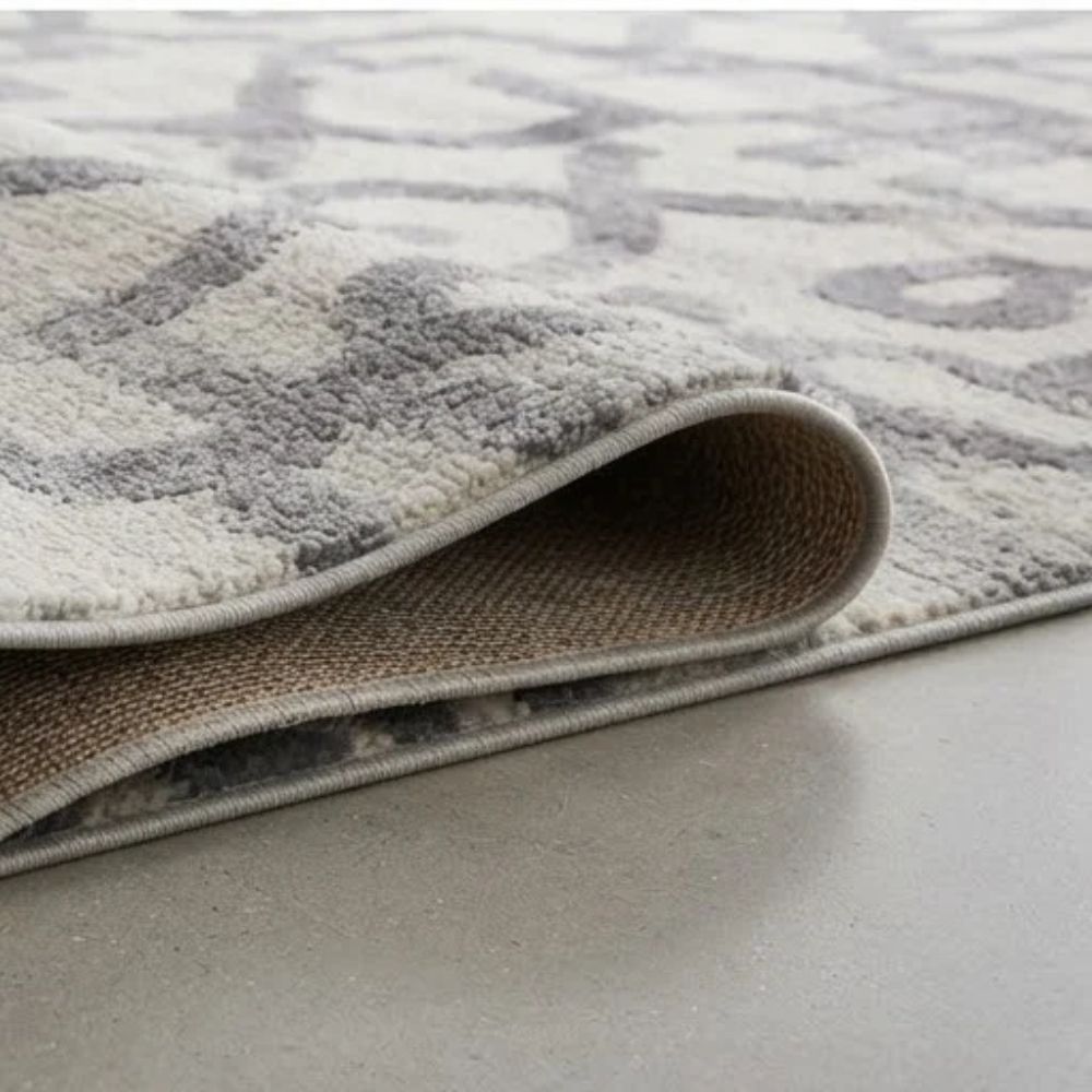 SMTE - Grey Geometric Rug - 200 x 290 cm Modern Area Carpet