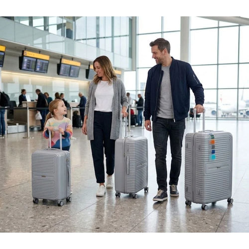Sastro Gear 3-Piece PP Luggage Set - Grey Ribbed Frame