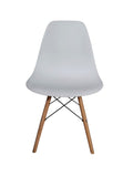 SMTE -  White Plastic Shell ChairWooden Legs