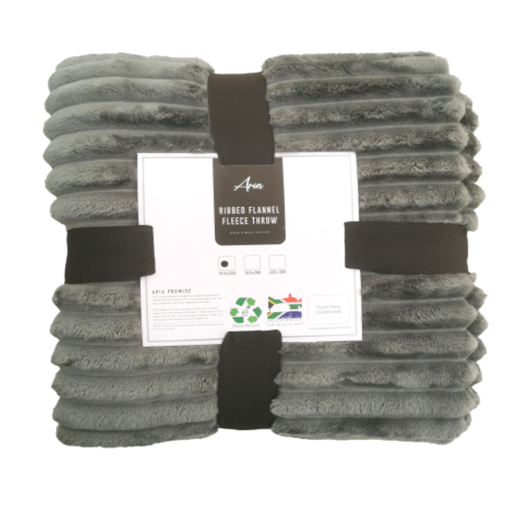 SMTE - Ribbed Flannel Fleece Throw - 180x200cm - Charcoal