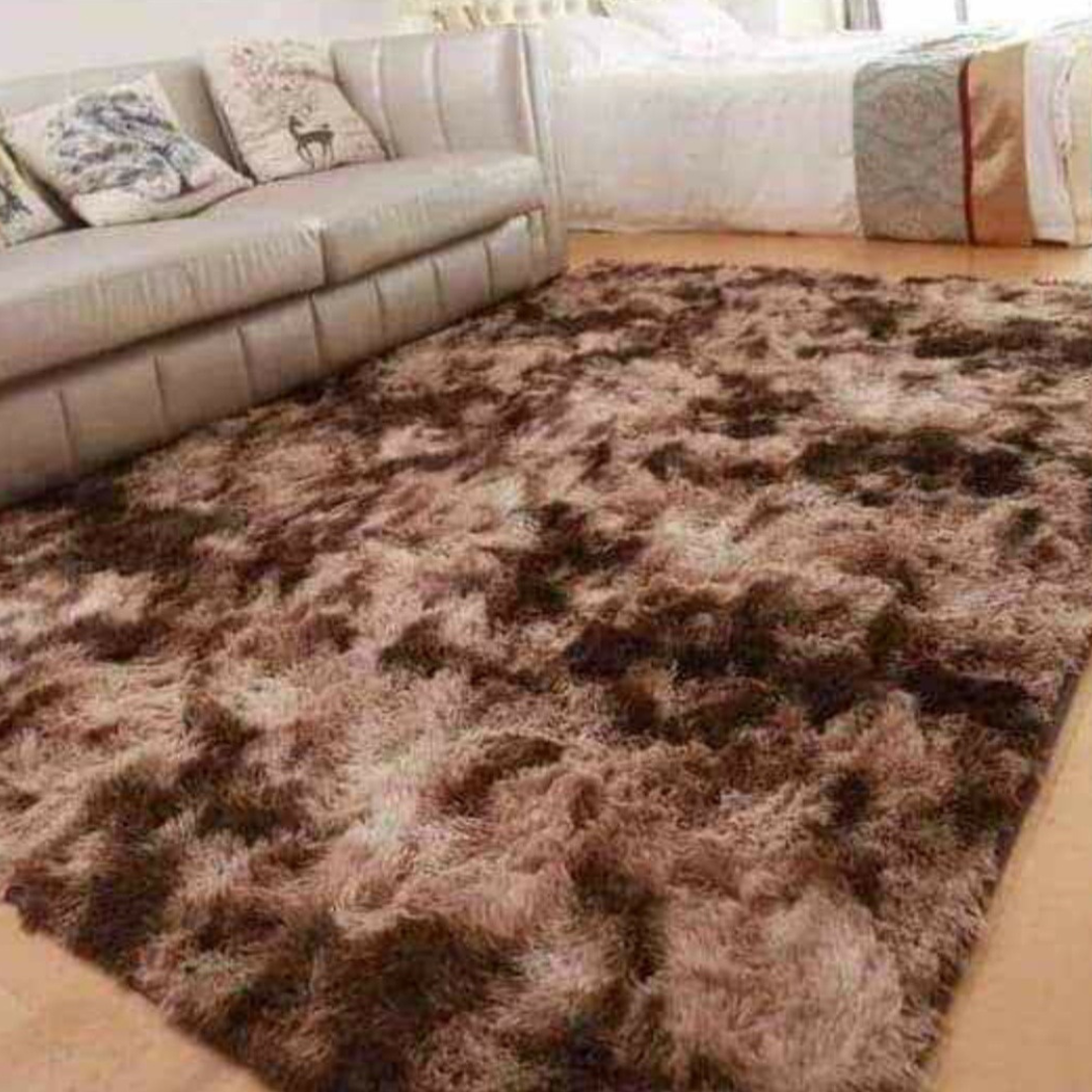 SMTE - Large Light Rug Fluffy Carpet - Brown