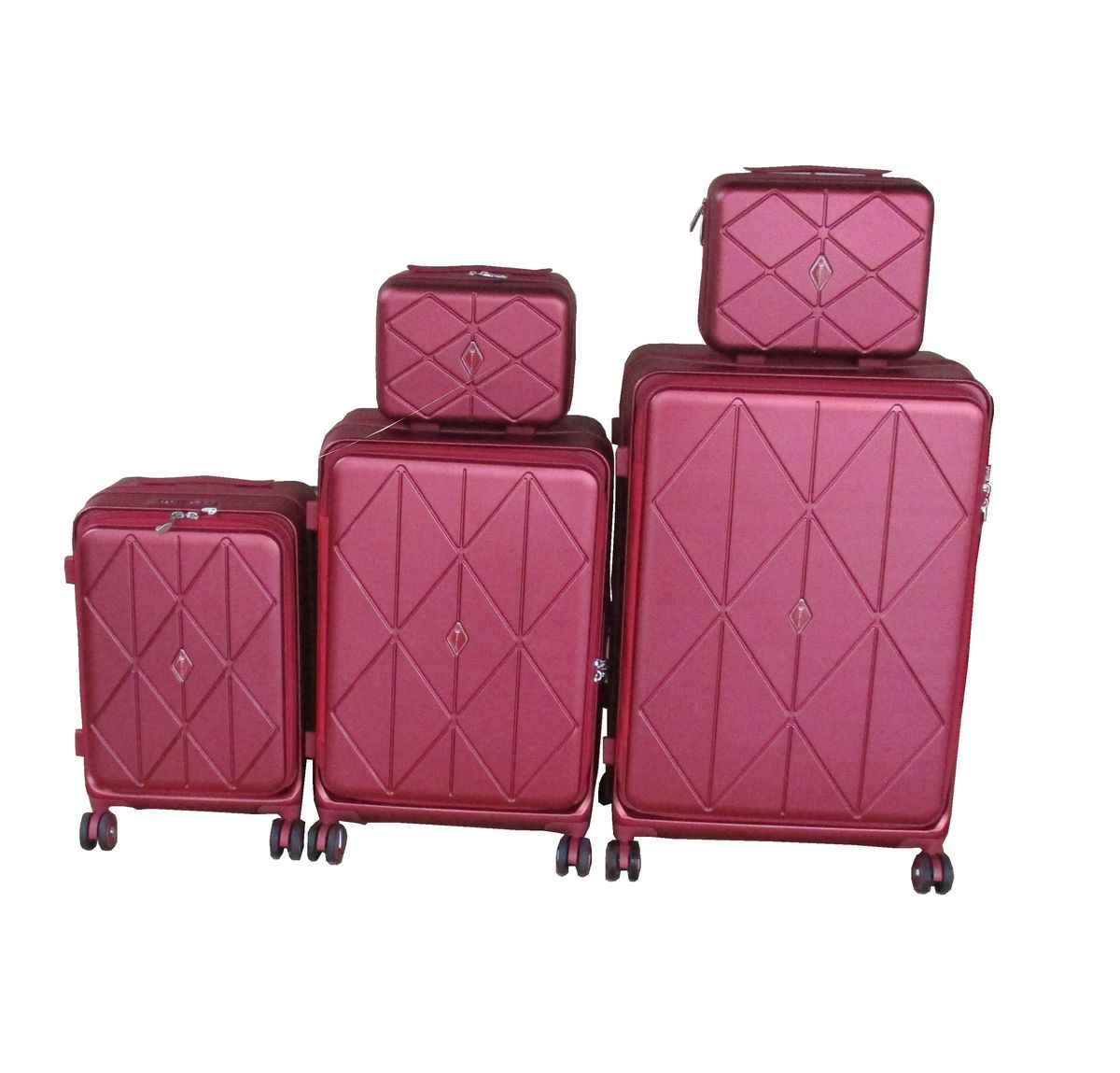 SMTE - Burgundy Hardshell Luggage Set with Spinner Wheels and TSA Locks5Piece