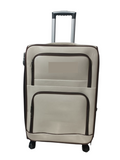 SMTE -  27Inch Leather Travel SuitcaseWhite Cream