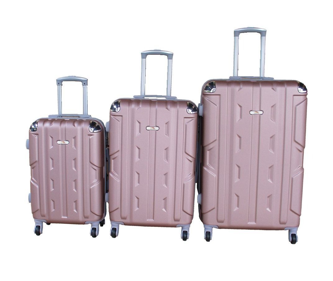 SMTE - 3Piece Rose Gold ABS HardShell Luggage Set with Spinner Wheels