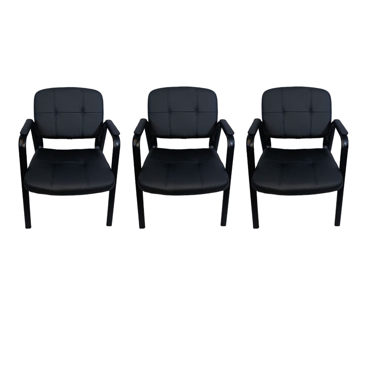 SMTE - Leather Office Chair set of 3Black