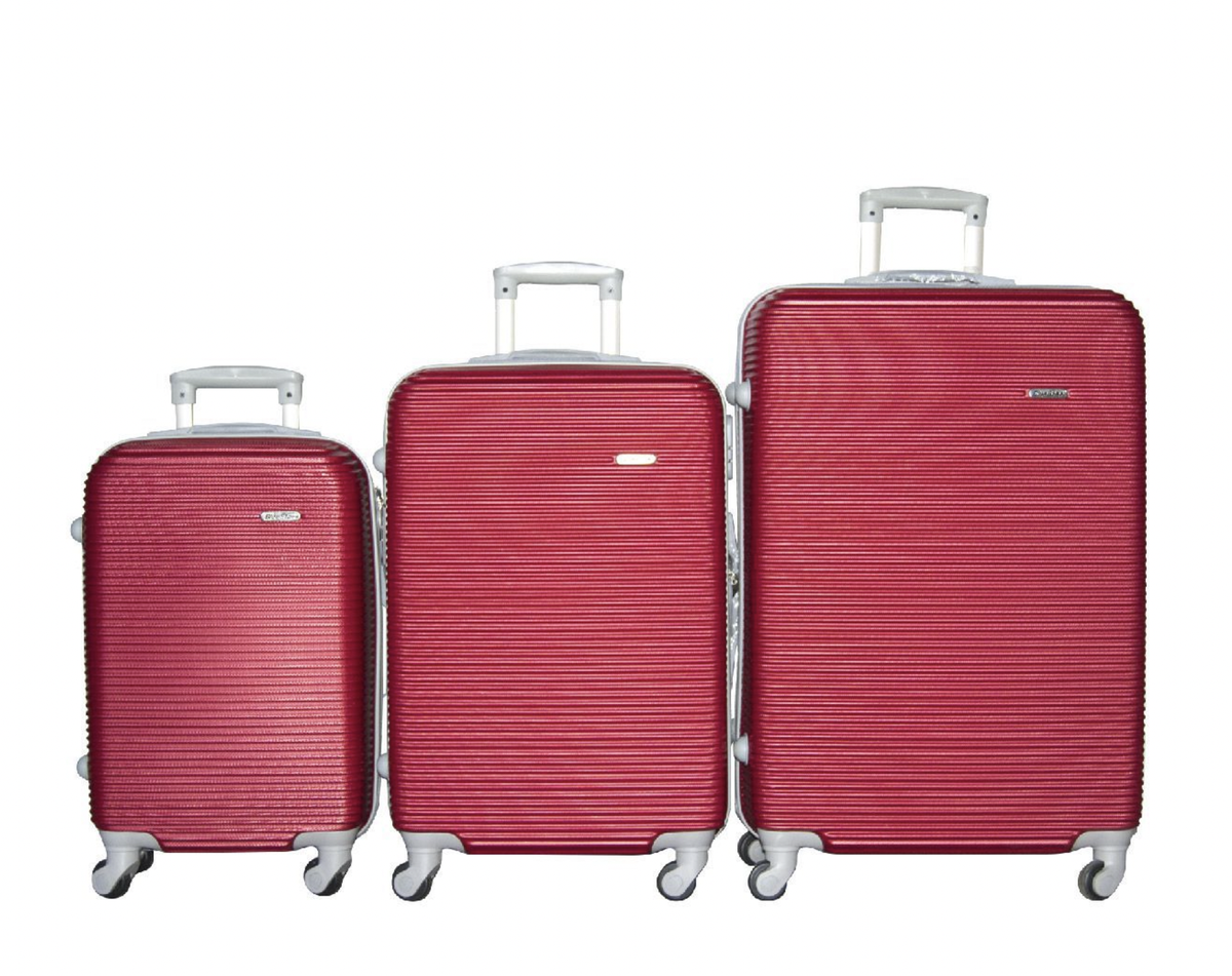SMTE - Daska Hard Outer Shell Travel Luggage Set - 3 Piece - Red