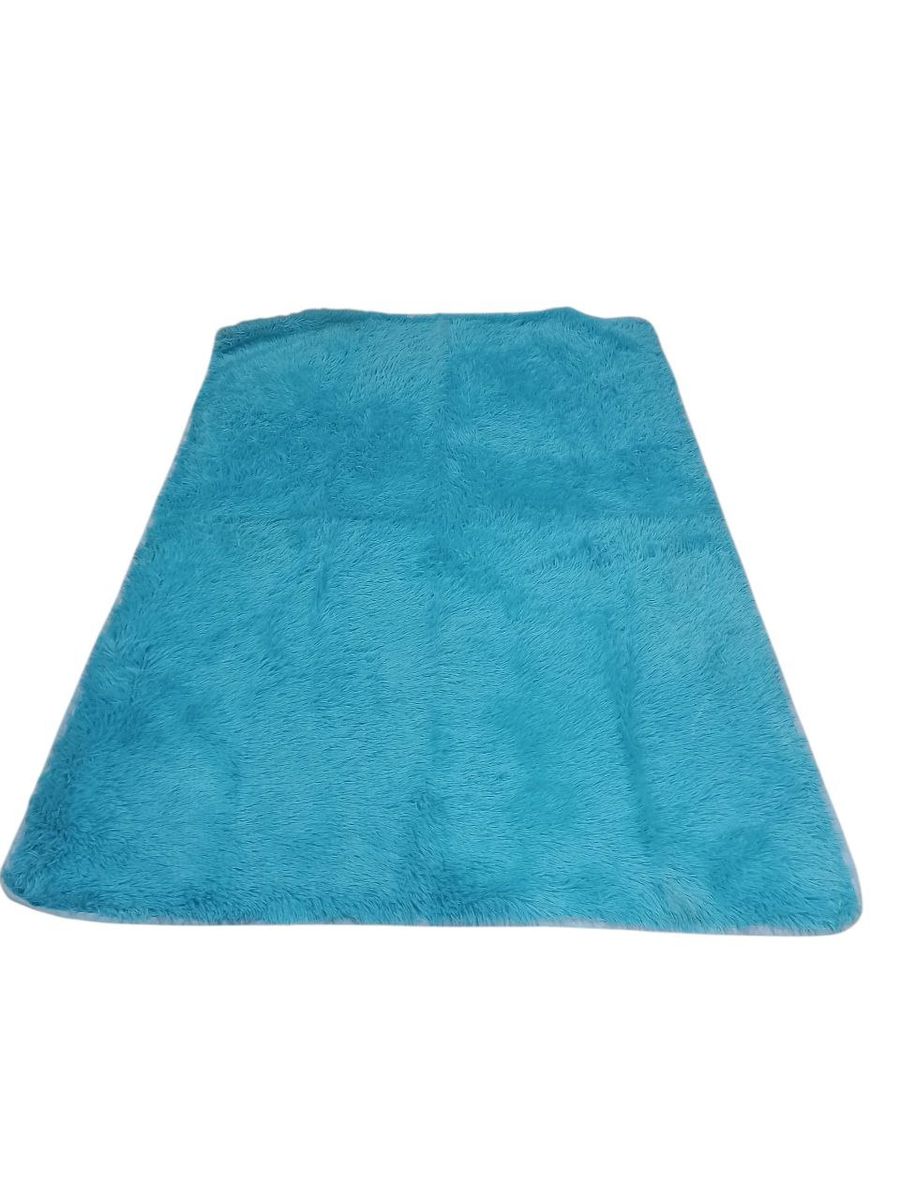 SMTE - Fluffy Shaggy Foldable CarpetSoft Area Rug (9 Colours Available)Blue