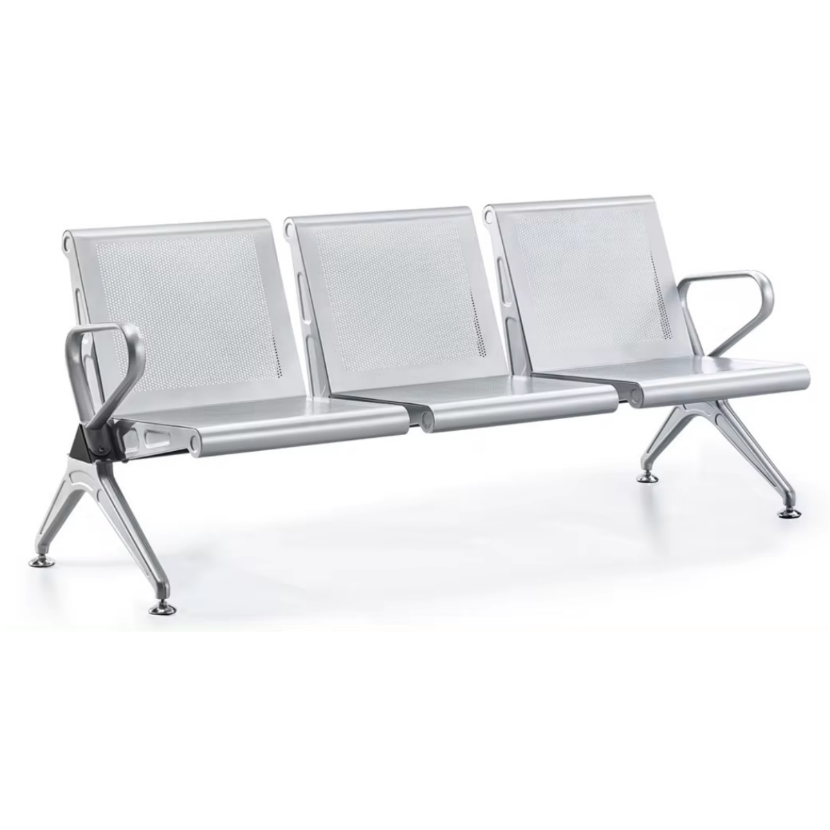 SMTE - Steel Chrome Heavy Duty 3 Seater Waiting Area Reception ChairsShiny Silver