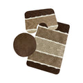 SMTE - Stunning 3 Piece Anti-Slip Soft Foam Bathroom Set - Light Brown & Dark Brown