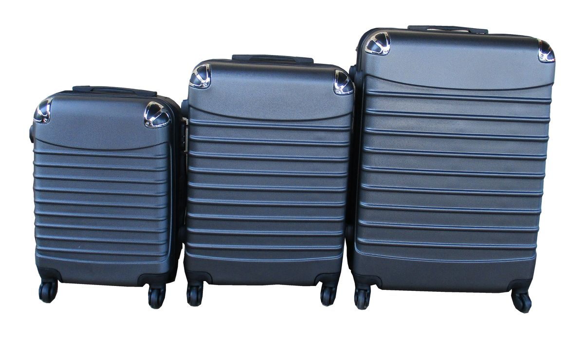 SMTE - Dark Grey 3Piece ABS Luggage Set with Spinner Wheels Small, Medium& Large