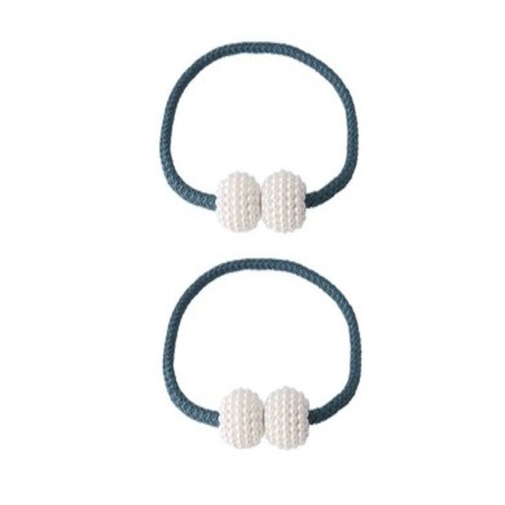 SMTE - 2 Set Curtain Magnetic Pearl Ties - Blue
