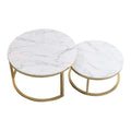 SMTE - Round Marble Table Set with Metal Frame