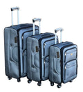SMTE - Le Emporer Fabric 3 Piece Luggage Double Zip SuitcaseGrey