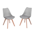 SMTE - Dining Chairs with Cushioned Seat & Wooden Legs - Set of 2 - Grey