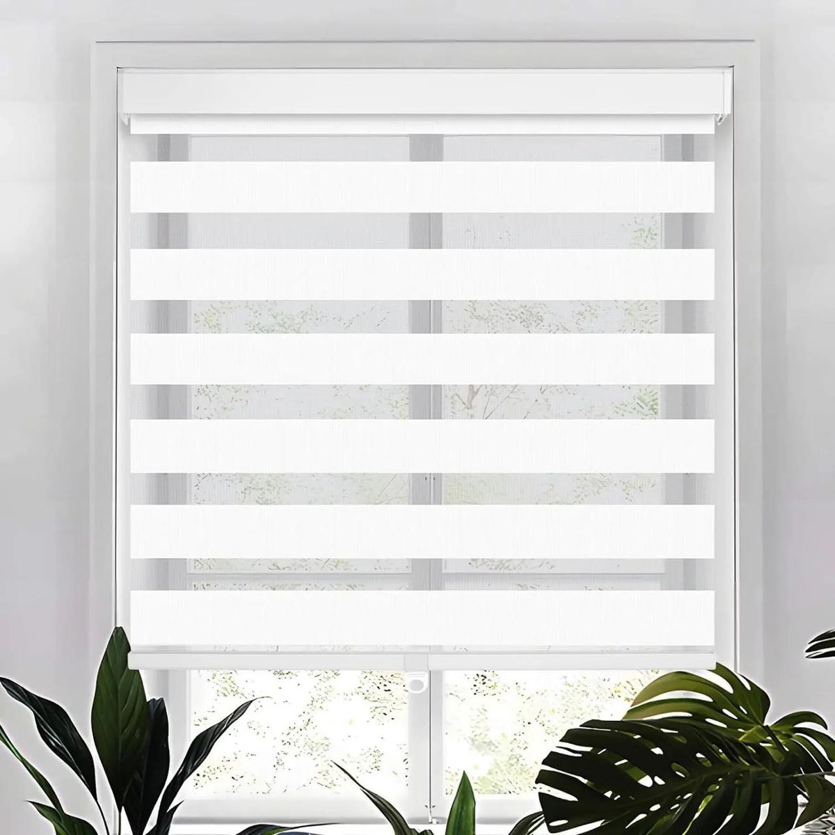 SMTE - Modern Quality Zebra Blinds Dual Layer, Day Night Blinds for WindowsWhite100 W x 220 L cm