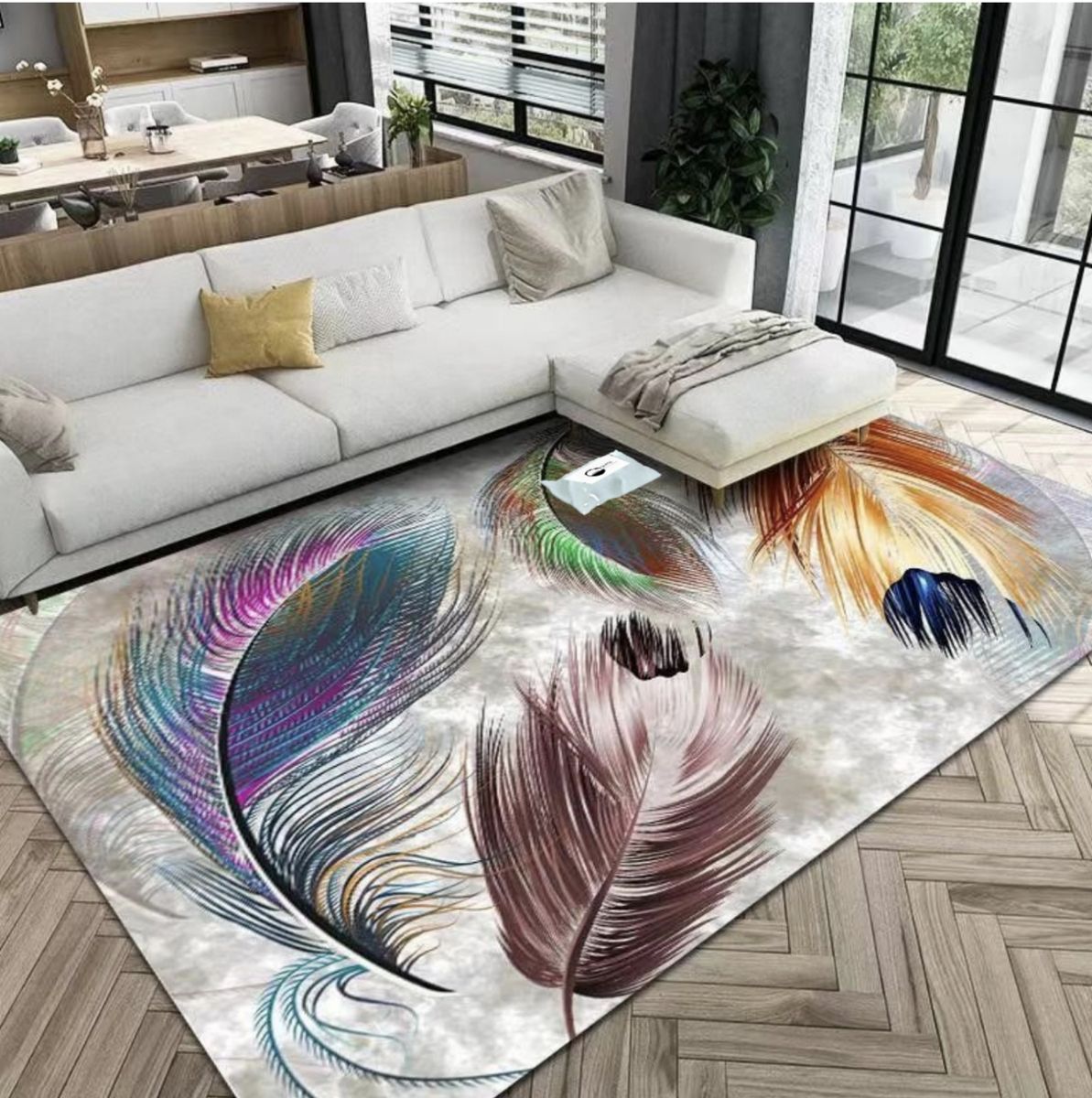 SMTE - Quality Modern 3D Geometric Design Area 23 Rug &  Tieback
