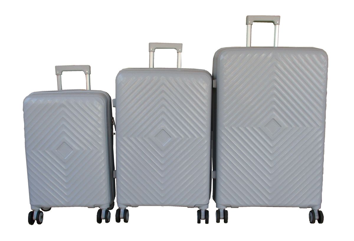SMTE - Unbreakable 3Piece Luggage Set with Spinner Wheels,Telescoping Handle,LockSilver