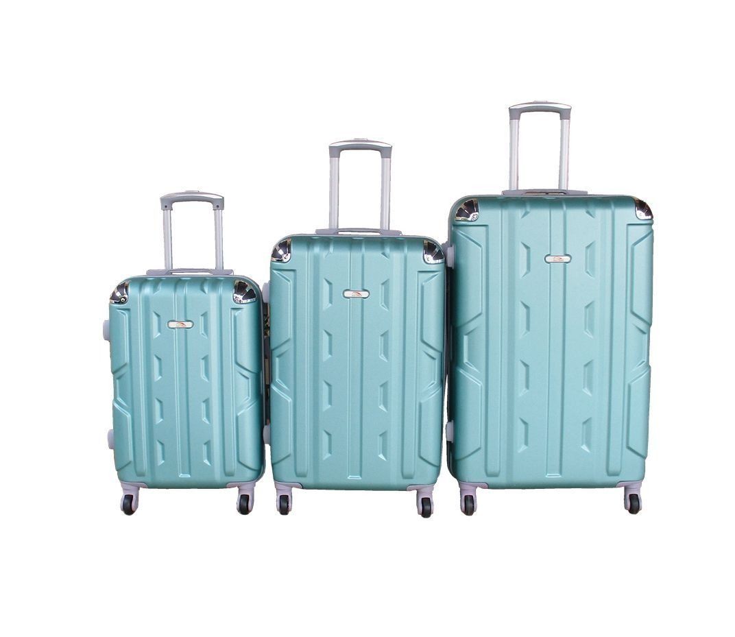 SMTE - 3Piece ABS Luggage SetGeometric Design, Spinner Wheels, Mint Colour.