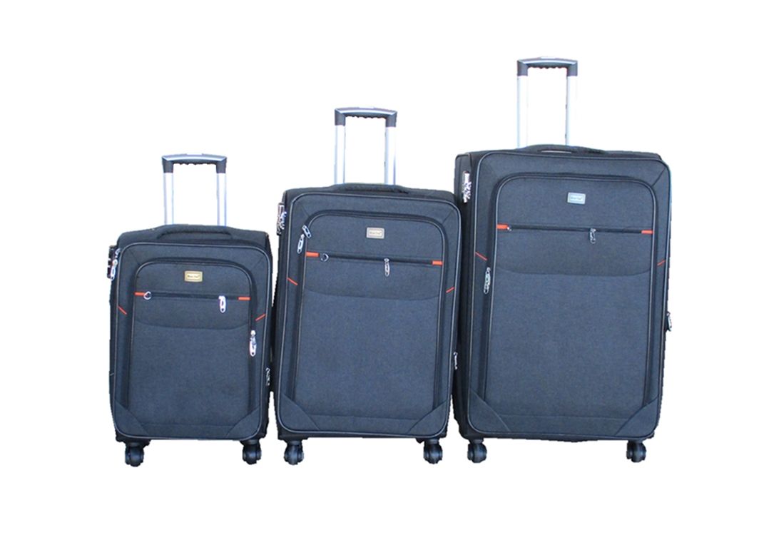 SMTE - Grey Fabric 3Piece Trolley Luggage SetSoftSided Suitcases