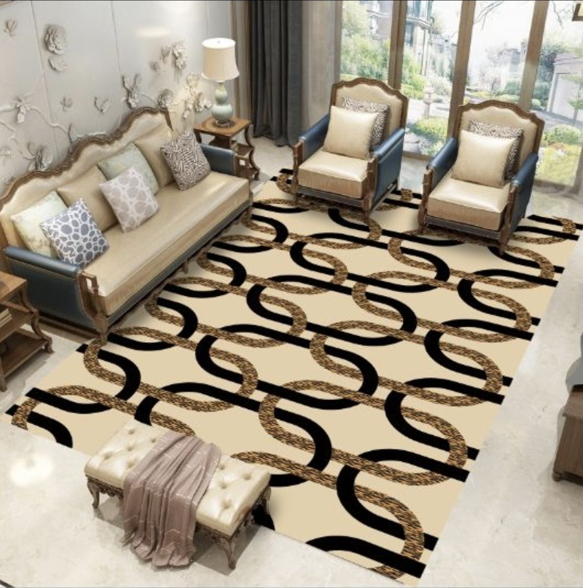 SMTE - Modern Quality 3m Geometric Design S-2 Rug - Brown