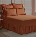 SMTE -  6-piece Frilled Bed Sheet Set - Orange - M