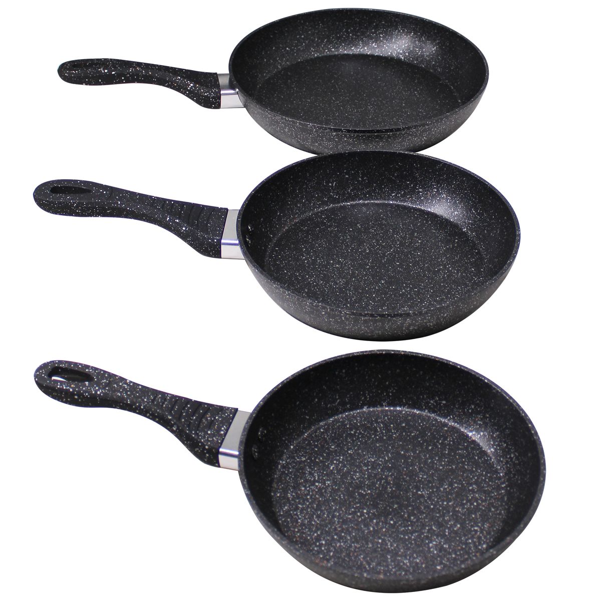 SMTE - Convertible Granite NonStick Fry Pan 3 Piece Set20, 24 and 28cmBlack