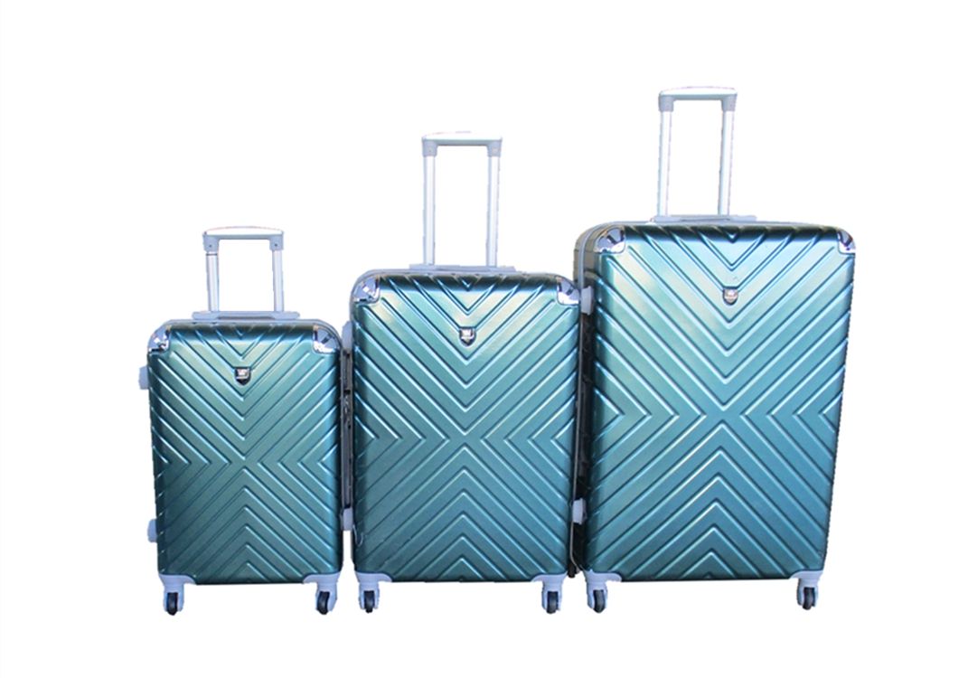SMTE - Blue Star 3Piece ABS Hard Shell Luggage SetMetallic Teal,Spinner Wheels