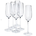 SMTE - Premium Classic Champagne Flutes Crystal Clear Sparkling Glass - Set of 6 - Clear
