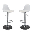 SMTE - Set of 2 Modern Height-Adjustable Bar Stools with Metal Frame - White