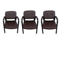 SMTE - Leather Office Chair set of 3Brown