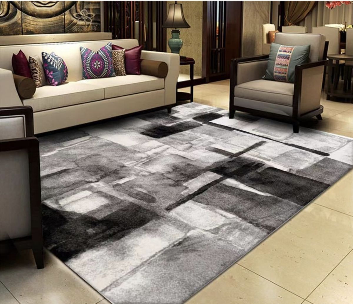 SMTE - Acesa- Modern 3D Geometric Design Area 13 Rug - Grey