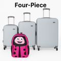 SMTE - Kids' Ladybug BackpackCartoon Face & Mesh Pocket + 3 Piece Luggage SetPink