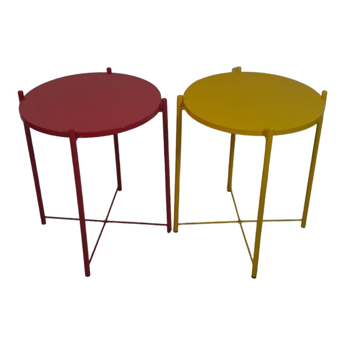 SMTE -  Round Occasional Coffee Table Set of 2Red And Yellow